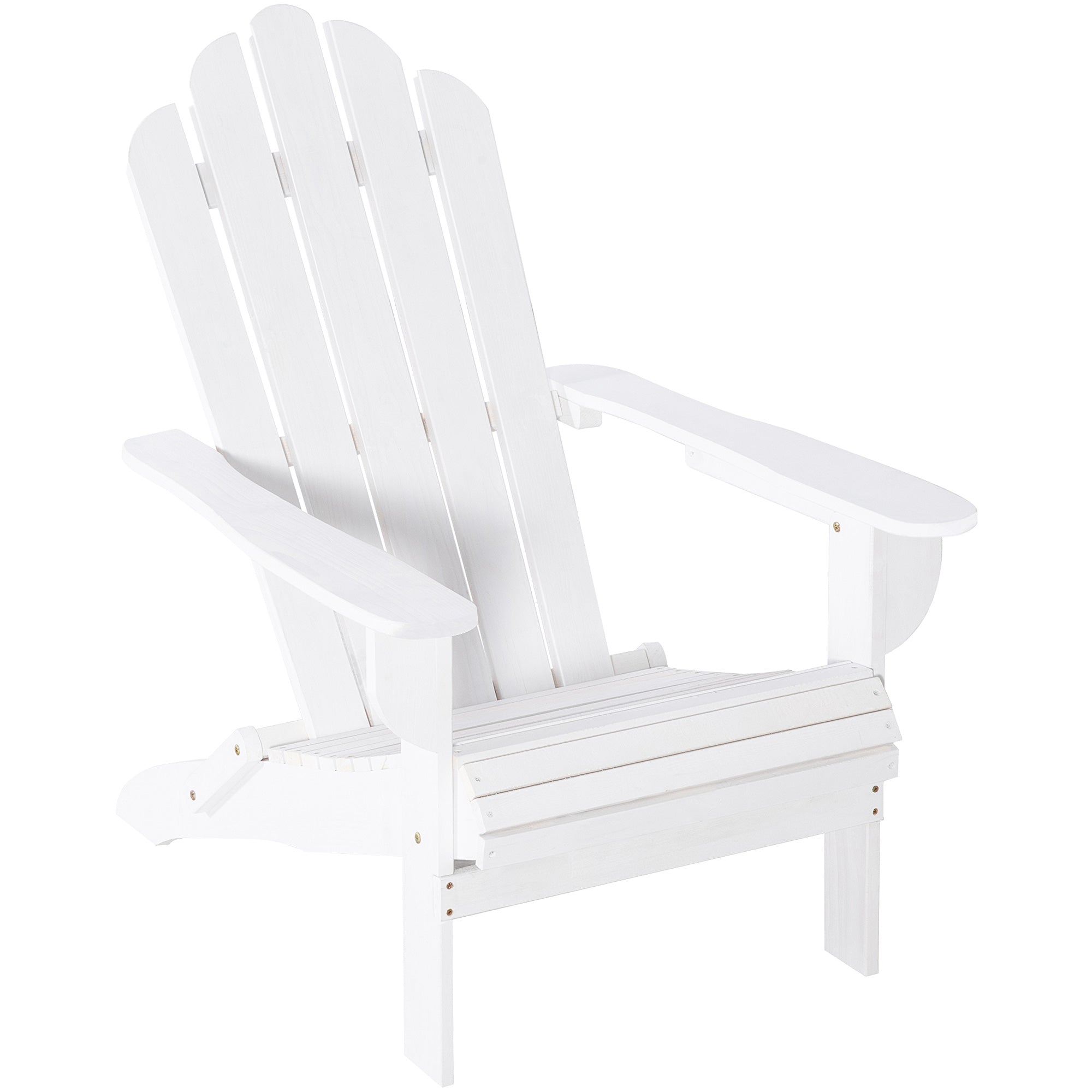 Outsunny Silla Adirondack de Madera Plegable Silla de Jardín con Reposabrazos y Respaldo Alto para Terraza Balcón Exterior Carga Max. 113 kg 73x88x93 cm Blanco