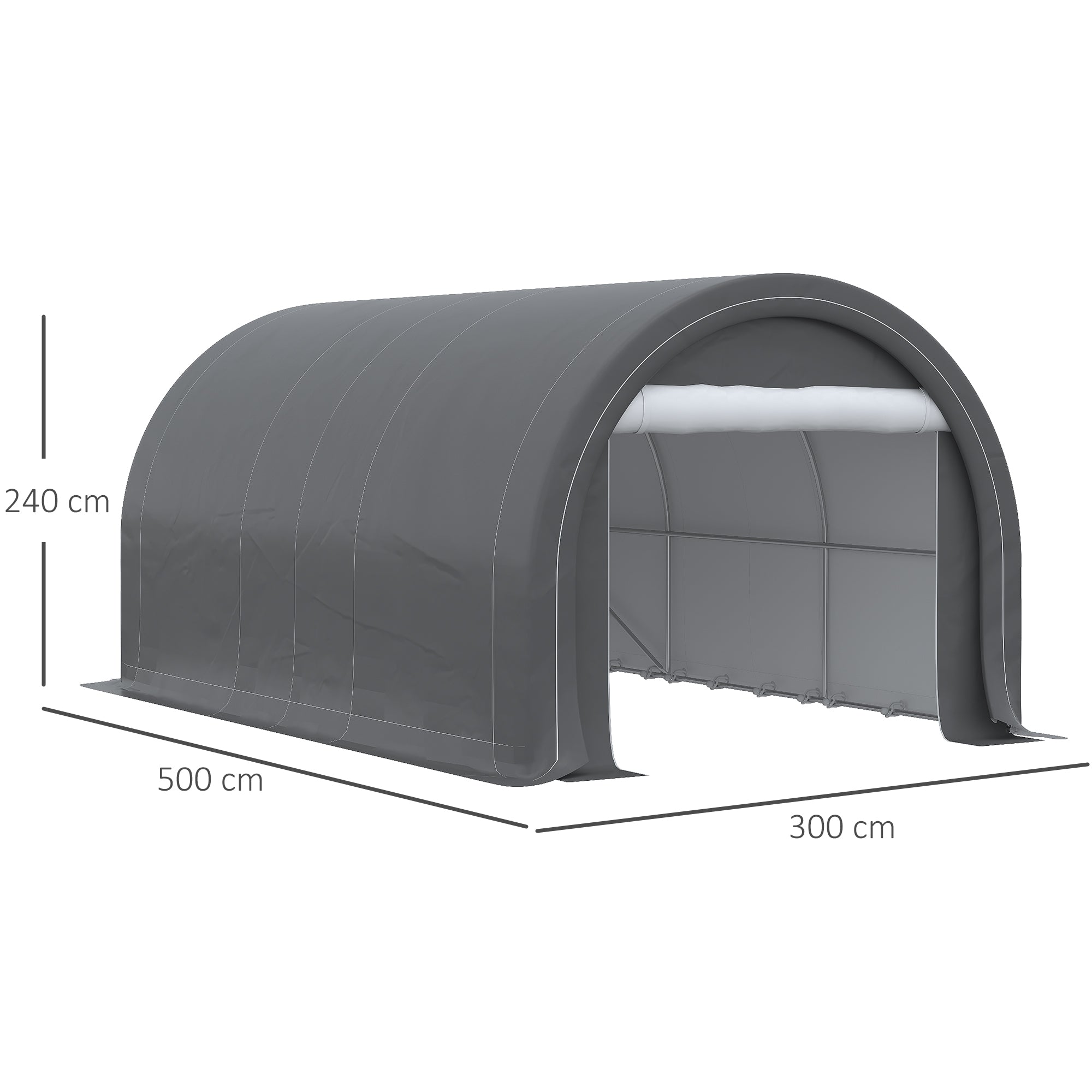 Outsunny Garaje Exterior para Coche 5x3 m Carpa Garaje para Coche Anti-UV con Toldo de Tela PE Desmontable y Marco de Acero Galvanizado Gris