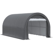 Outsunny Garaje Exterior para Coche 5x3 m Carpa Garaje para Coche Anti-UV con Toldo de Tela PE Desmontable y Marco de Acero Galvanizado Gris