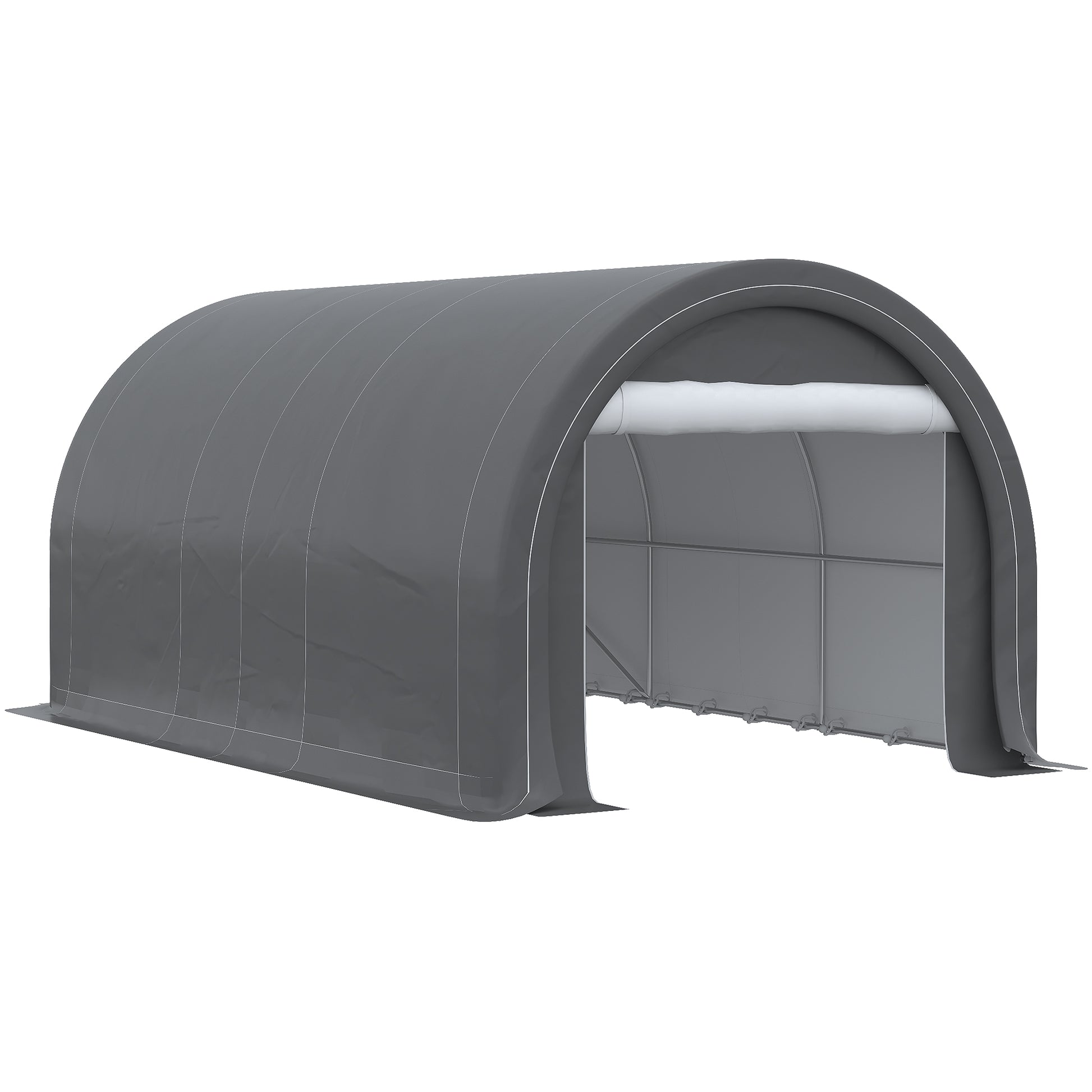 Outsunny Garaje Exterior para Coche 5x3 m Carpa Garaje para Coche Anti-UV con Toldo de Tela PE Desmontable y Marco de Acero Galvanizado Gris