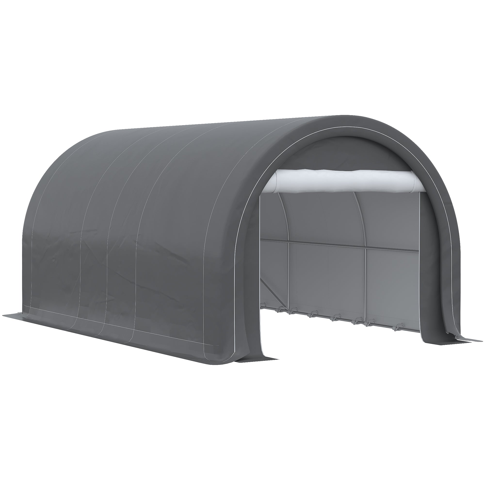 Outsunny Garaje Exterior para Coche 5x3 m Carpa Garaje para Coche Anti-UV con Toldo de Tela PE Desmontable y Marco de Acero Galvanizado Gris
