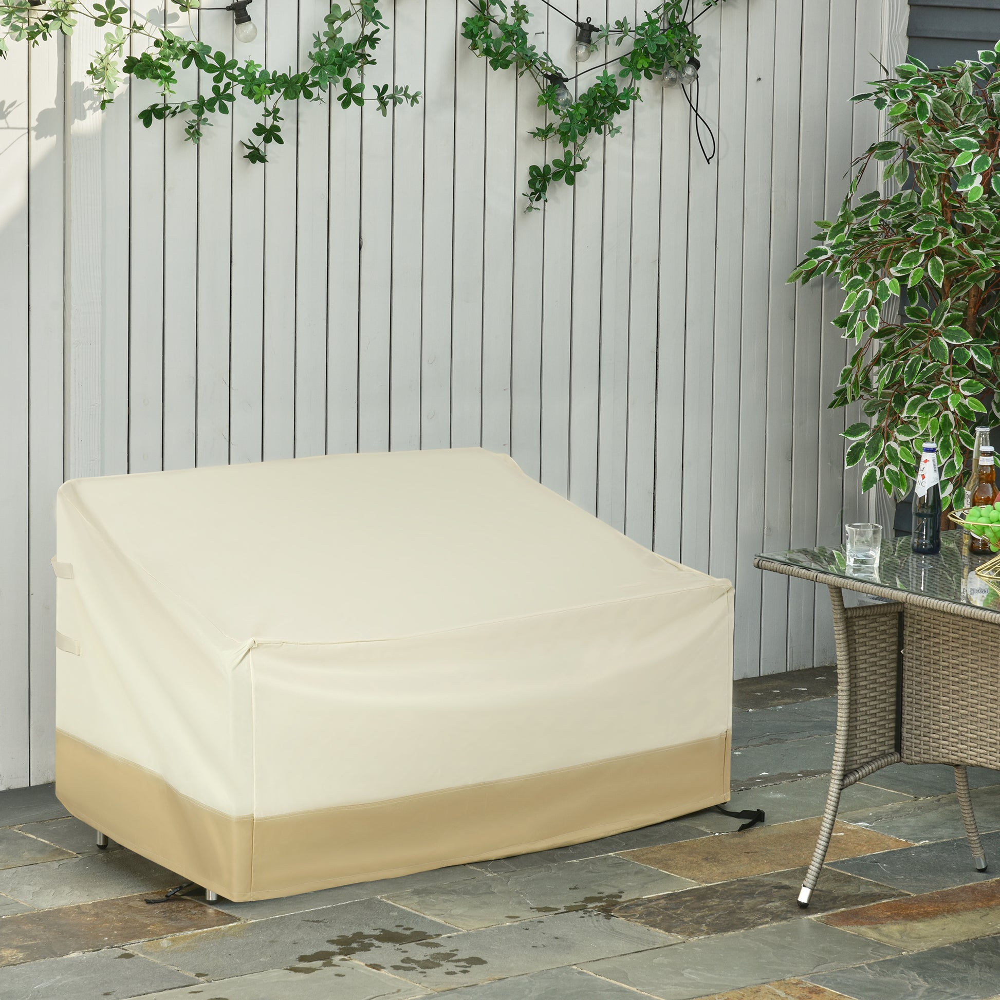 Outsunny Funda Protectora para Banco 2-3 Plaza Cubierta de Muebles Impermeable Exterior Jardín Protección contra Lluvia y Sol 152x87x59/79cm 600D Tela Oxford