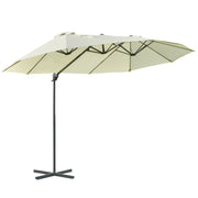 Outsunny Sombrilla Doble Parasol Grande Inclinable para Jardín con Manivela Abrir y Cerrar Fácilmente 12 Varillas de Acero Ofrece Una Alta Estabilidad Beige y Negro 270x440x250cm