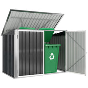 Outsunny Cobertizo para Contenedor de Basura Doble, Caseta para Cubo de Basura de Acero Galvanizado con Tapa Abatible y Puertas Doble, para Jardín, Exterior, 179,5x108x129,5 cm, Gris Oscuro
