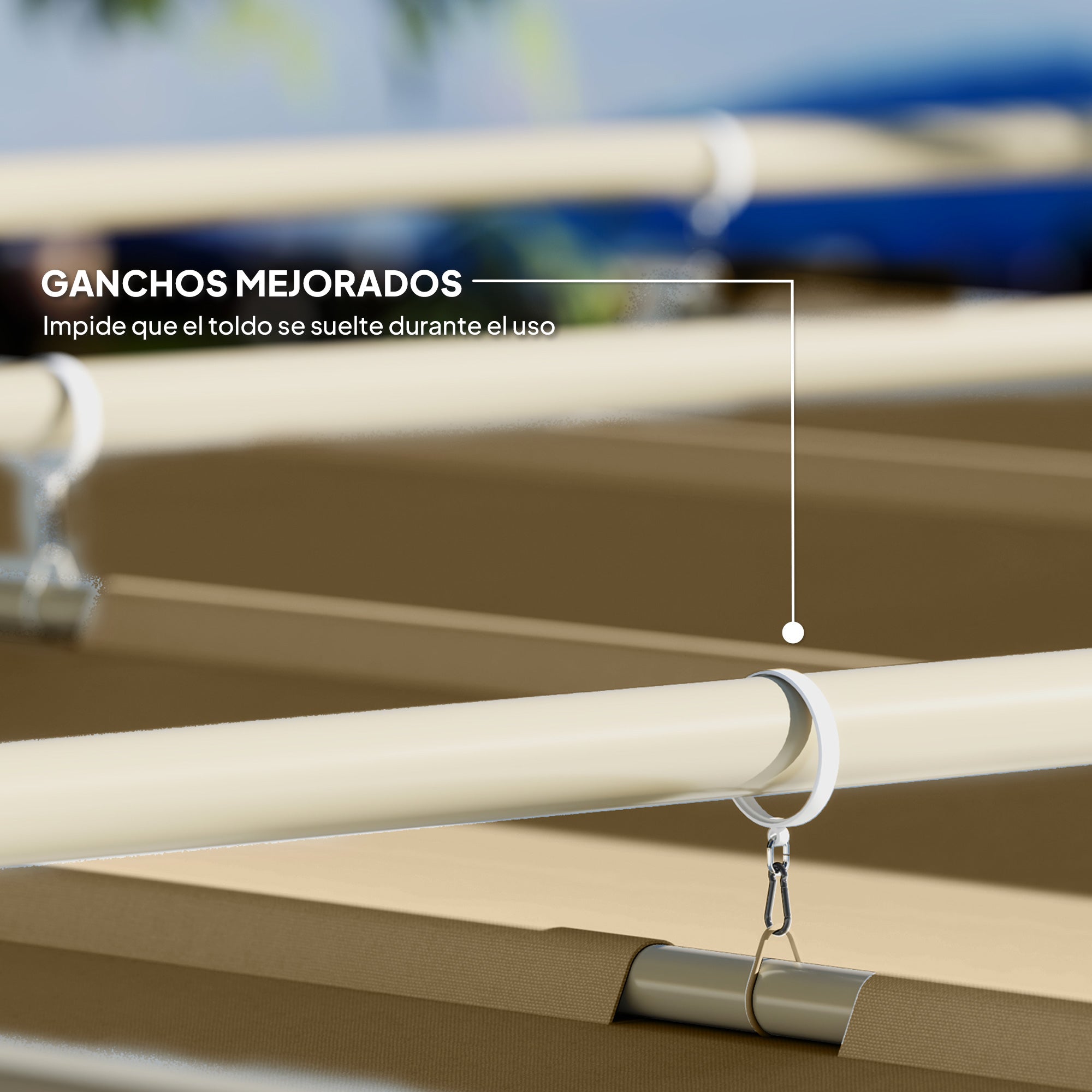 Outsunny Pérgola con Techo Retráctil Pérgola de 3x3 m Cenador de Pared o Independiente con Cierre Magnético Protección UV30+ Pabellón para Jardín Patio Terraza Exterior Caqui