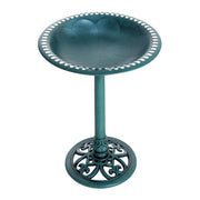 Outsunny Baño para Pájaros de Jardín al Aire Libre, Altura 70 cm, Comedero para Pájaros con Diseño de Flor de Lis y Acabado Envejecido, Ligero y Resistente, Bebedero para Aves, Verde