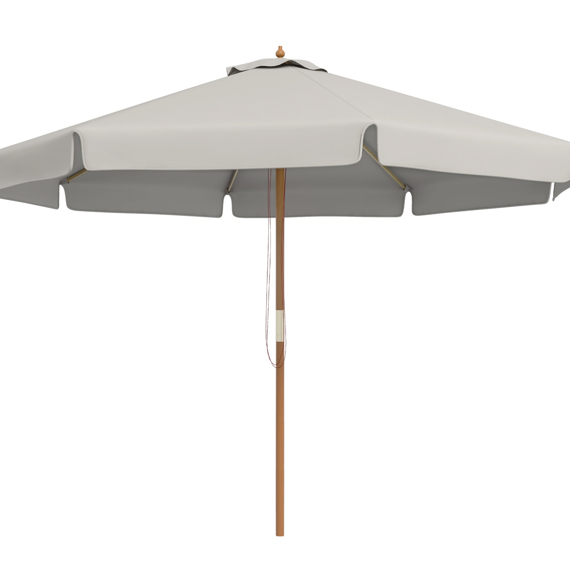 Outsunny Sombrilla Terraza Exterior Ø325 cm Sombrilla de Jardín con Sistema de Polea Techo Ventilado 8 Varillas de Bambú y Poste de Madera Parasol para Patio Terraza Gris