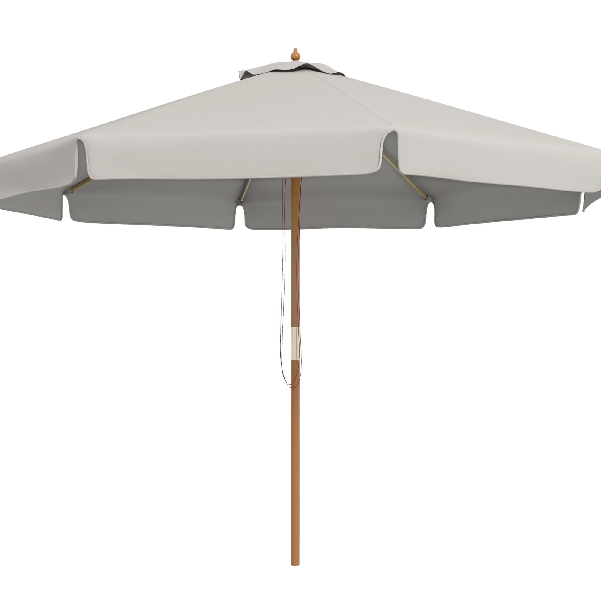 Outsunny Sombrilla Terraza Exterior Ø325 cm Sombrilla de Jardín con Sistema de Polea Techo Ventilado 8 Varillas de Bambú y Poste de Madera Parasol para Patio Terraza Gris