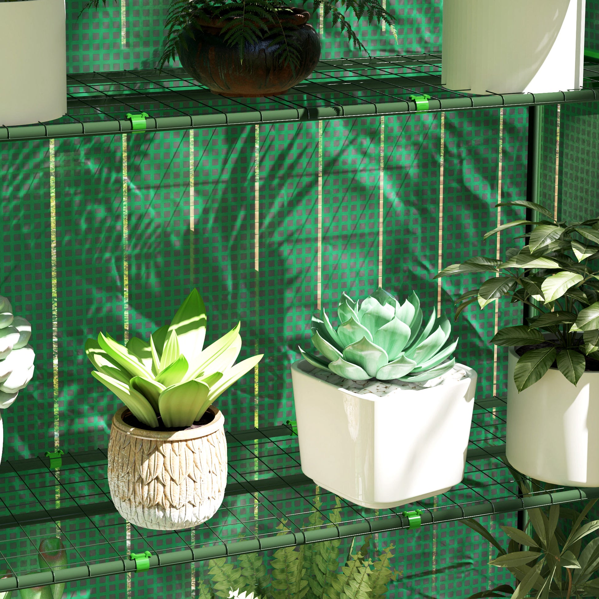 Outsunny Invernadero de Exterior Invernadero Pequeño de 4 Niveles con 4 Estantes Puerta Enrollable Cubierta de PE 140g/m² y Marco de Acero para Cultivos Plantas Flores 105x45x160 cm Verde