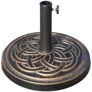 Outsunny Base de Sombrilla de Jardín Peso Neto 12 kg Soporte de Parasol Redondo Apto para Postes de 38mm/48mm Resina y Acero para Terraza Patio Exterior Ø45x33 cm Bronce