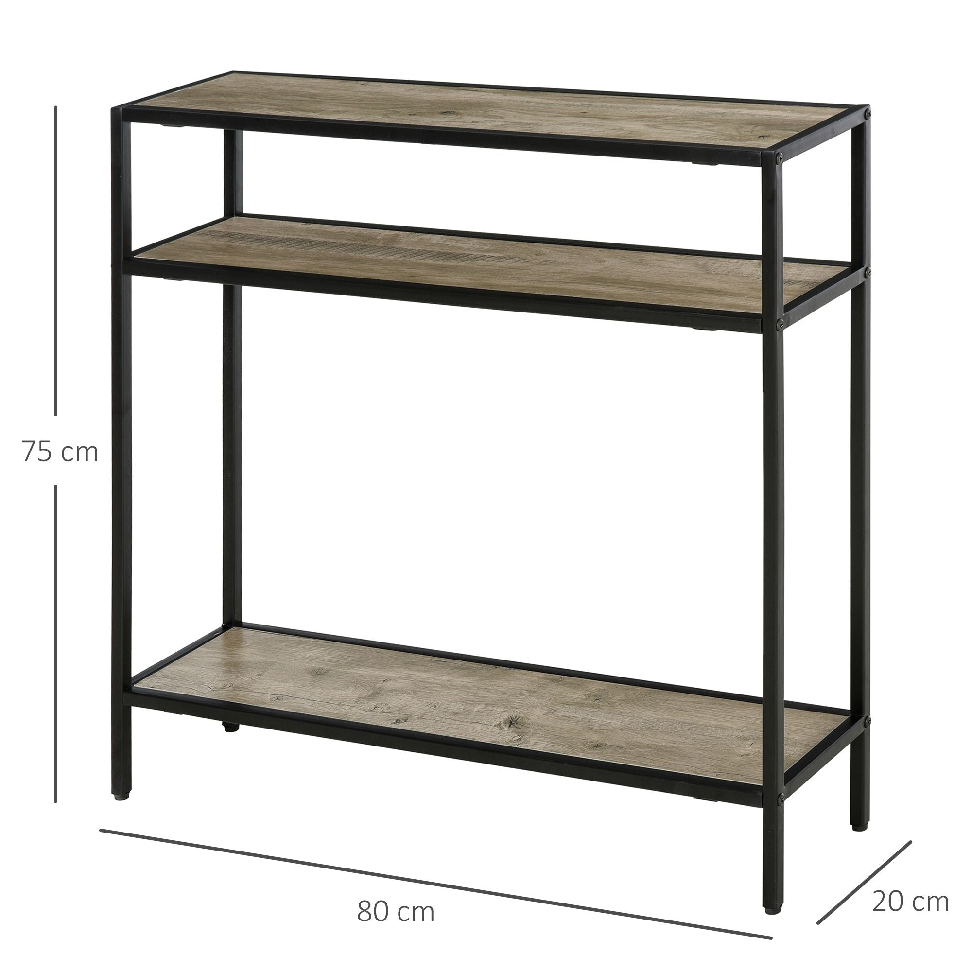 Outsunny Estantería para Plantas Flores Macetas Bastidores de 3 Niveles con Placa Antivuelco para Interiores y Exteriores 80x20x75 cm Madera