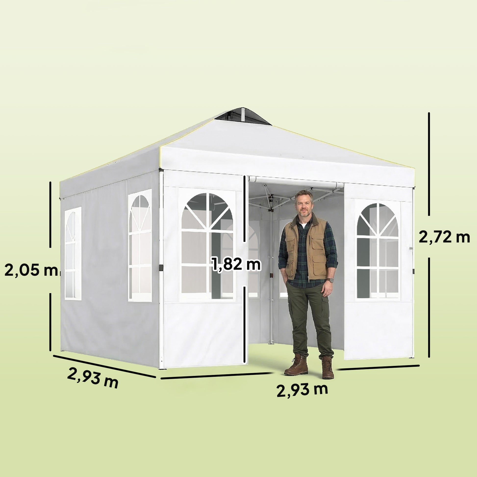 Outsunny Carpa Plegable 3x3 m, Pop-up, con 4 Laterales Extraíbles, Cenador de Jardín con UPF50+, Bloqueo Central, Altura Ajustable, Bolsa de Transporte, Sacos Arena, Gazebo para Exterior, Blanco
