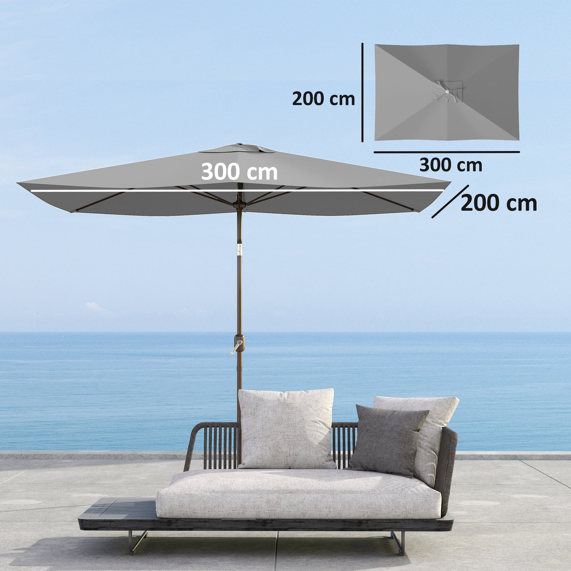 Outsunny Toldo de Recambio de Sombrilla de 3x2 m Toldo de Repuesto para Sombrilla de Patio con Ventilación Superior Protección UV 50+ Cubierta de Repuesto para Parasol para Exteriores Gris Claro