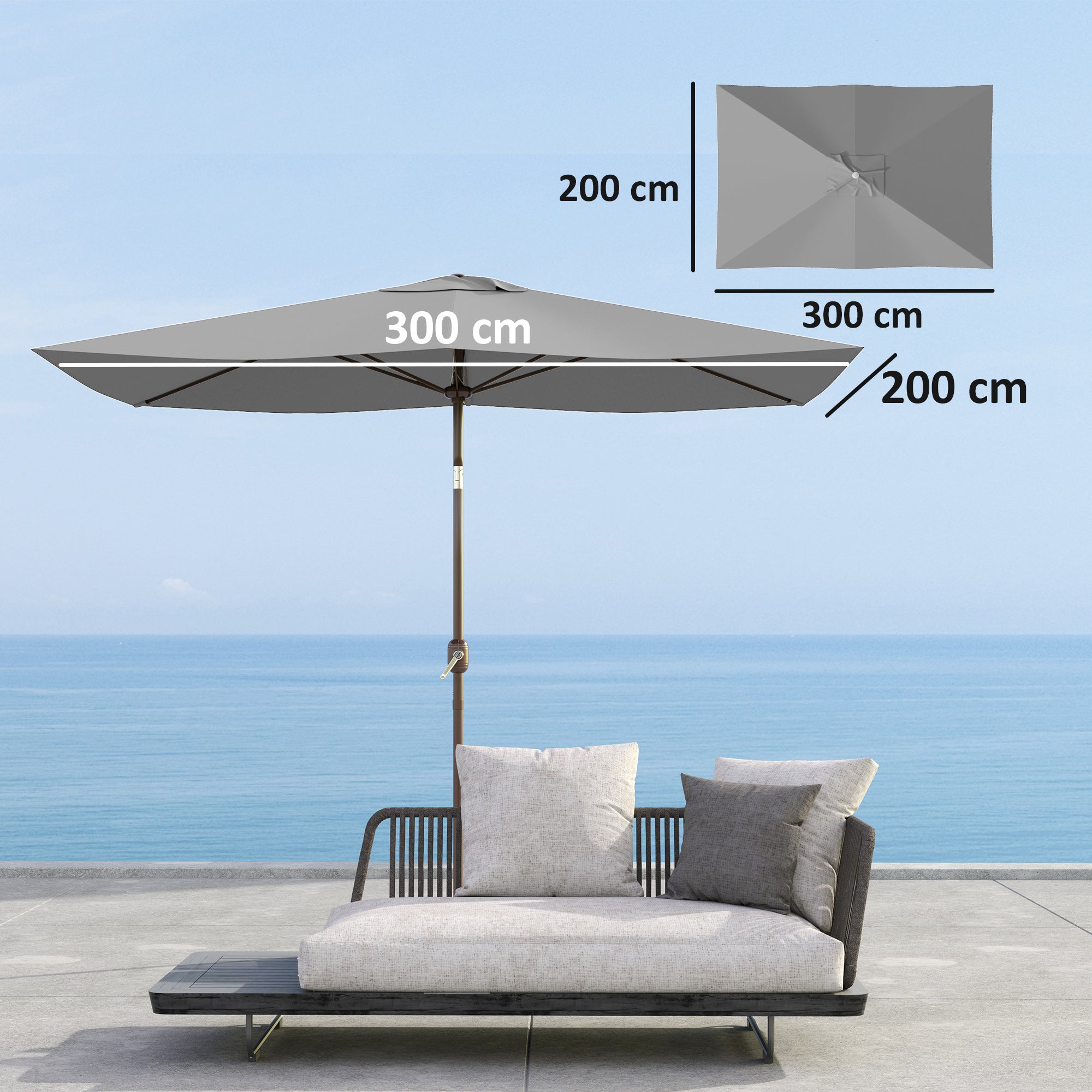 Outsunny Toldo de Recambio de Sombrilla de 3x2 m Toldo de Repuesto para Sombrilla de Patio con Ventilación Superior Protección UV 50+ Cubierta de Repuesto para Parasol para Exteriores Gris Claro