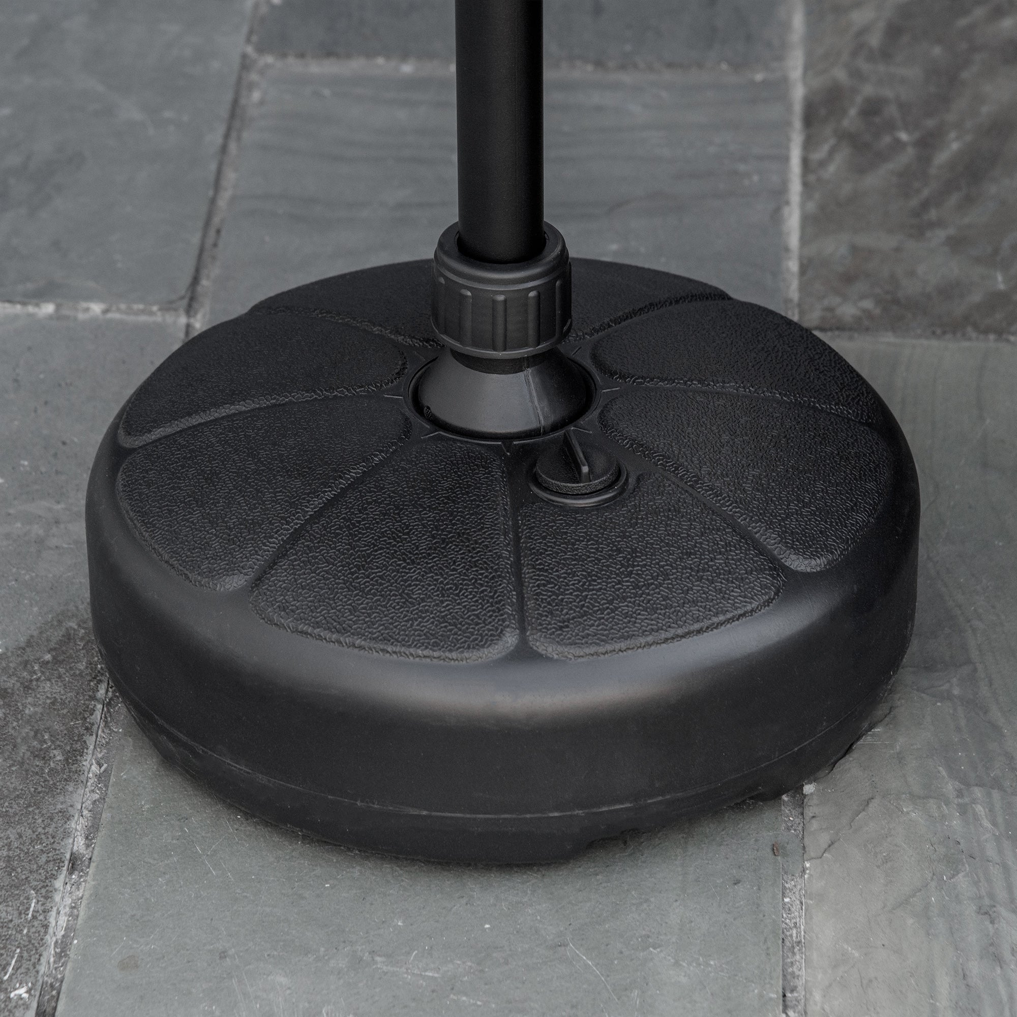 Outsunny Base de Sombrilla Rellenable de Agua 13 kg o Arena 19 kg Soporte de Parasol Redondo Apto Postes de Ø32-38 mm para Jardín Patio Terraza Ø38x21,5 cm Negro