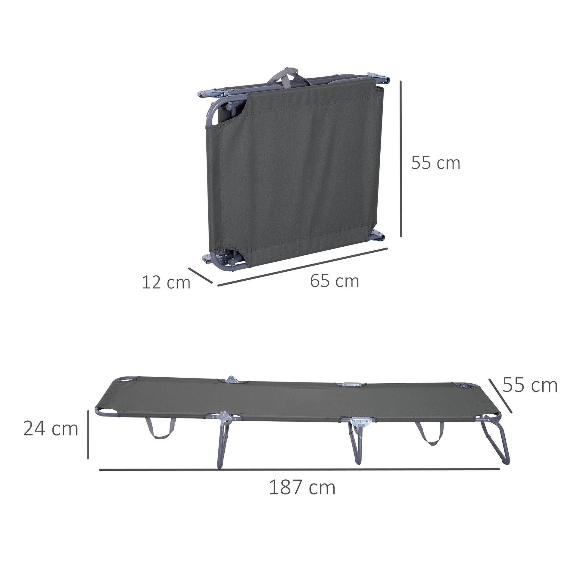 Outsunny Conjunto de 2 Tumbonas Plegables Tumbonas de Jardín con Respaldo Ajustable en 5 Posiciones Carga 120 kg para Terraza Piscina Playa 187x55x24 cm Gris