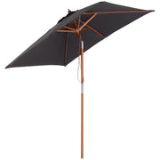 Outsunny Sombrilla Terraza Exterior 200x150 cm Sombrilla de Jardín Rectangular con Ángulo Ajustable Mástil de Madera y Manivela Parasol para Patio Terraza Gris Oscuro