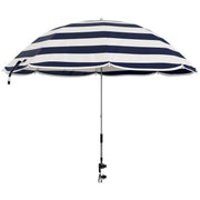 Outsunny Sombrilla Playa para Silla Ø103x97,5 cm Parasol para Terraza con Abrazadera Techo Ajustable Apertura Manual Anti-UV Impermeable Azul y Blanco