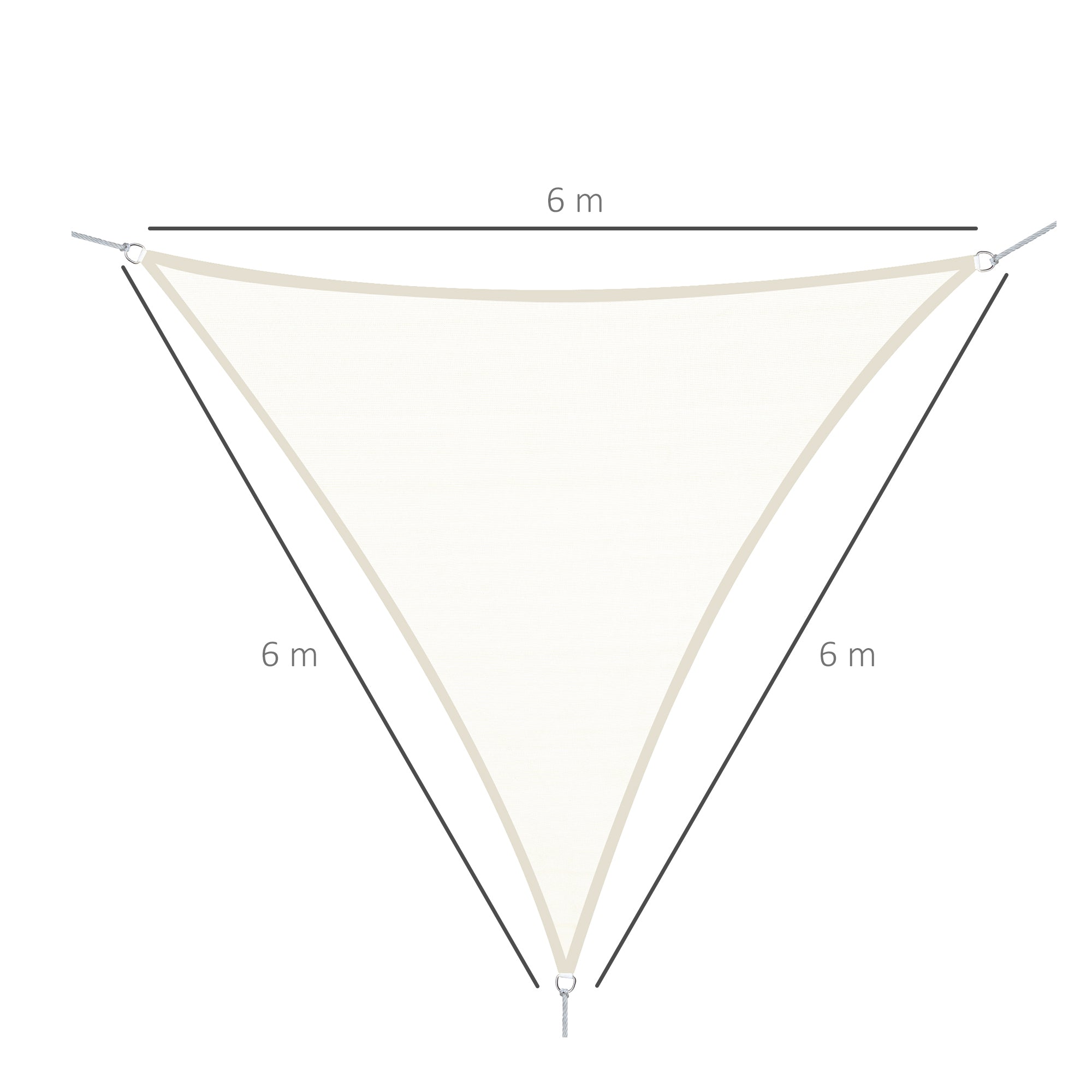 Outsunny Toldo vela color crema sombrilla parasol triangulo Tela de Poliéster jardin playa camping sombra (varios colores y medidas), medida 6x6x6 metros, color crema
