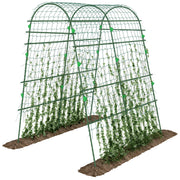 Outsunny Enrejado de Pepino 206 cm, Enrejado de Jardín de Arco para Plantas Trepadoras al Aire Libre, en Forma de U, con Estructura de Acero Recubierta de PE y Red, Soporte para Verduras, Frutas