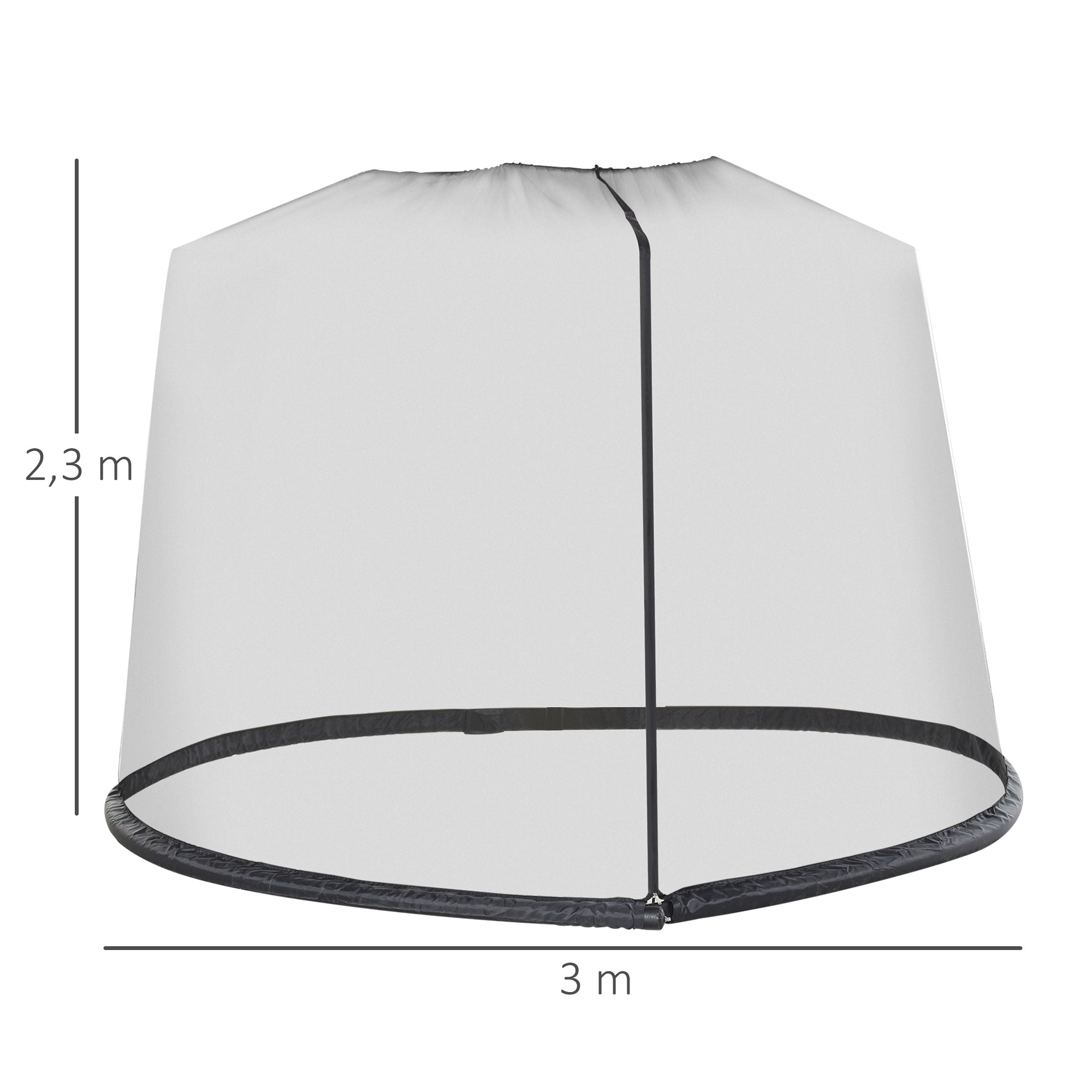Outsunny Mosquitera para Sombrillas de Jardín Ø3 m Malla para Cubierta de Sombrilla con Cremallera y Tubo Rellenable de Agua para Terraza Balcón Exterior Negro