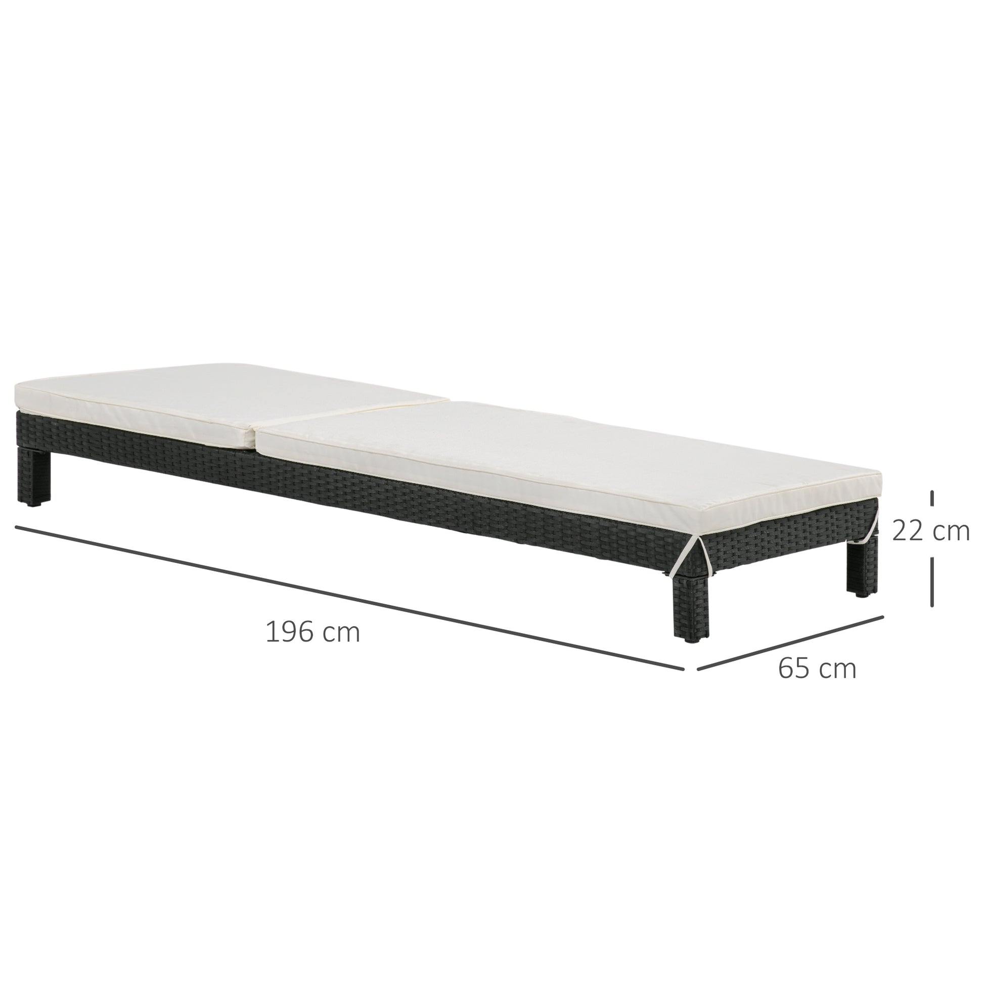 Outsunny Set de 2 Tumbonas de Ratán Chaise Longue con Cojines Acolchados Cubierta Impermeable Silla para Exterior Jardín Patio Terraza