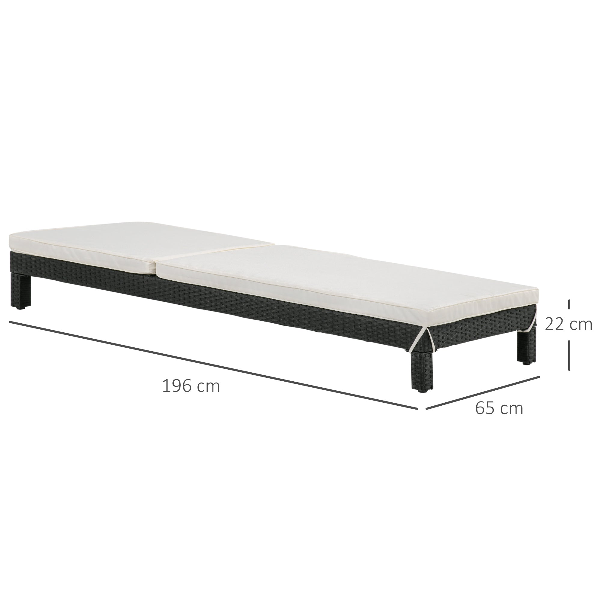 Outsunny Set de 2 Tumbonas de Ratán Chaise Longue con Cojines Acolchados Cubierta Impermeable Silla para Exterior Jardín Patio Terraza
