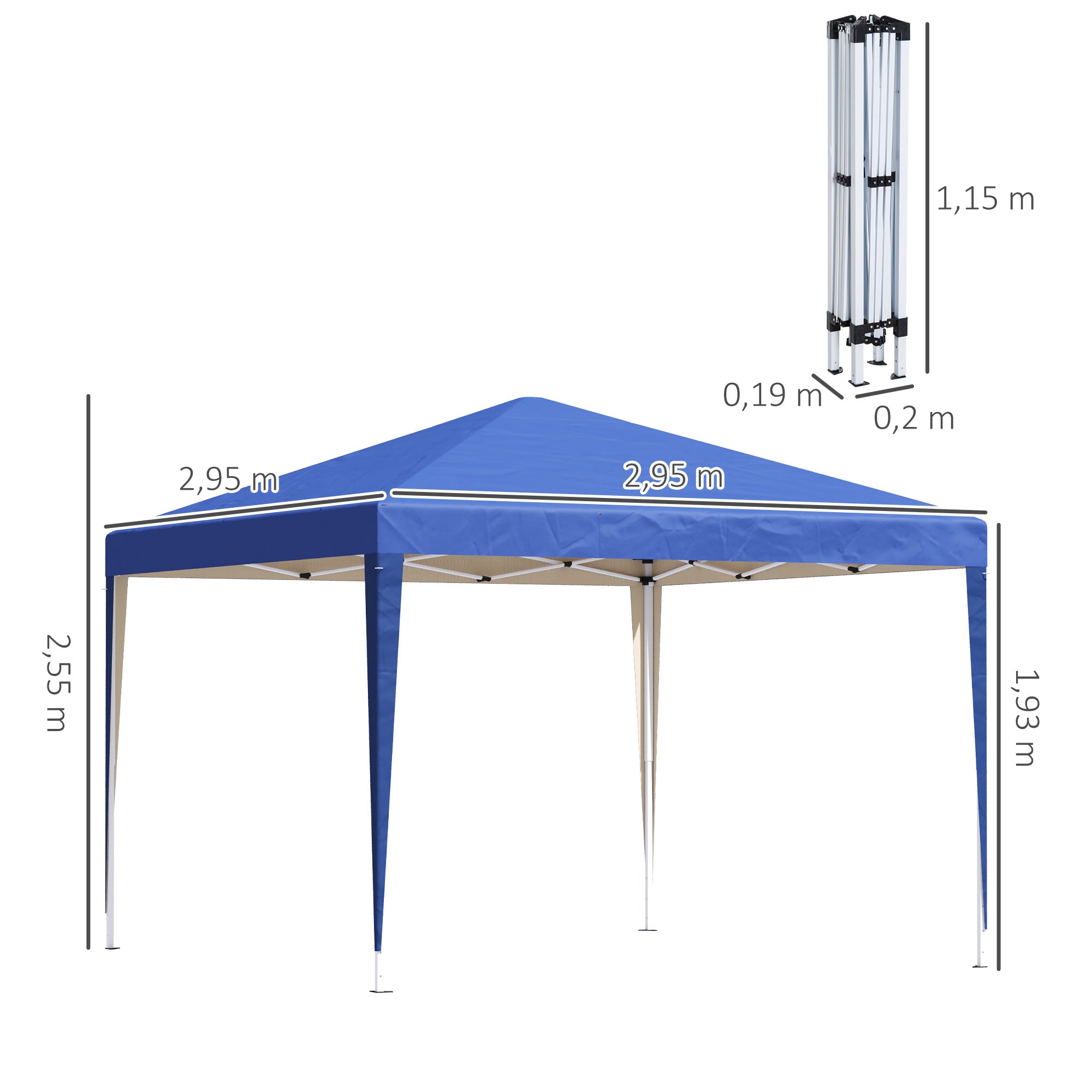 Outsunny Carpa Plegable Gazebo 3x3 m Cenador Plegable con Altura Ajustable en 3 Niveles Toldo Anti-UV y Bolsa de Transporte para Camping Fiestas Azul