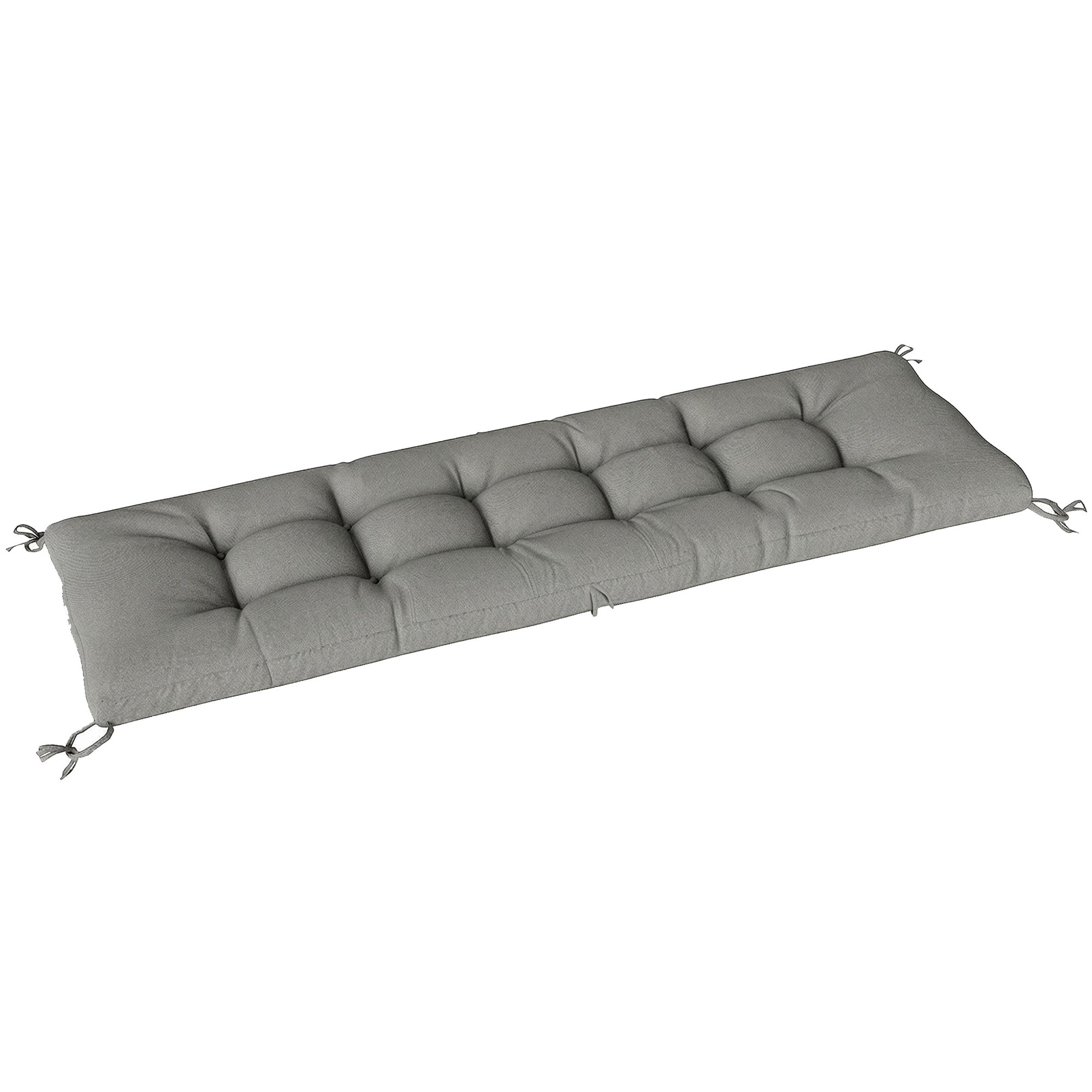 Outsunny Cojín para Banco Exterior, Cojín para Banco y Tumbona de Jardín con Correas de Sujeción, Protección UV50+, Rebote Lento, para Interior y Exterior, 198x65x13 cm, Gris Claro