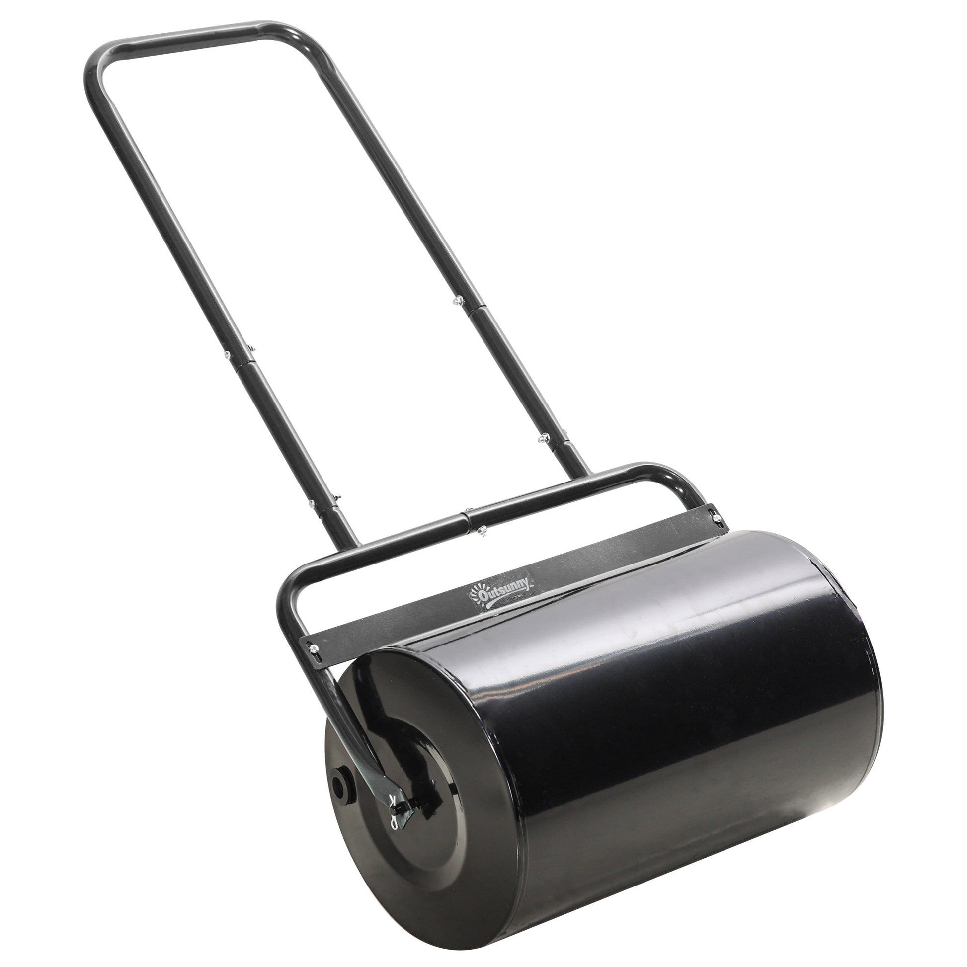 Outsunny Rodillo para Césped Ancho 58cm Ø32cm Rodillo de Césped de 38L Relleno de Arena o Agua con Mango en U para Jardín Granja Negro