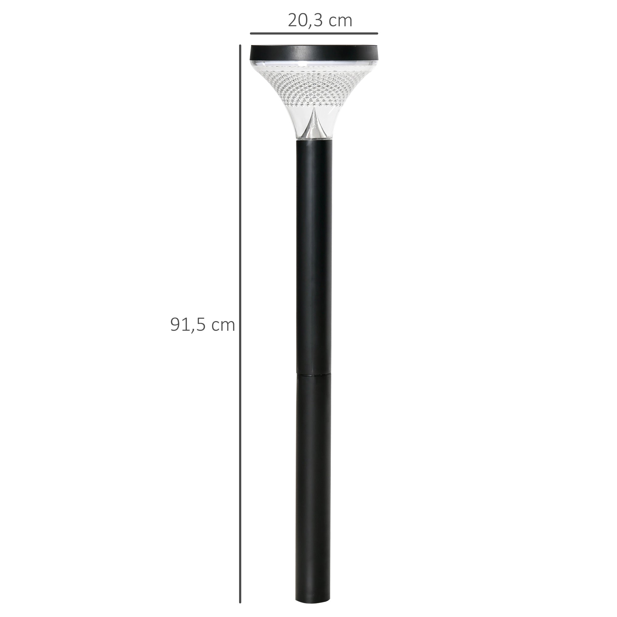 Outsunny 2 Lámparas de Camino de Pie Altura 91,5 cm con Luces LED Solares Sensor de Noche Crepuscular y Brillo Variable Set de 2 Faroles de Jardín IP44 para Patio Parque Exterior Negro