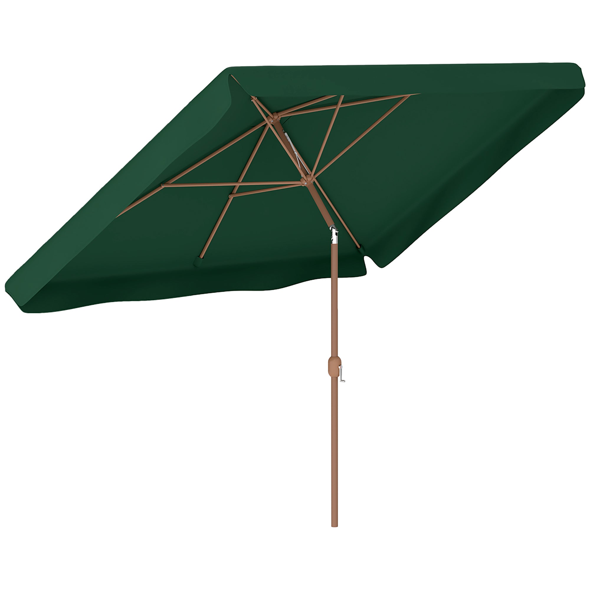 Outsunny Sombrilla de Terraza Exterior 300x200 cm Parasol de Terraza Exterior con Ángulo Ajustable Mástil de Aluminio Manivela y Protección UV 50+ Sombrilla para Jardín Patio Verde Oscuro