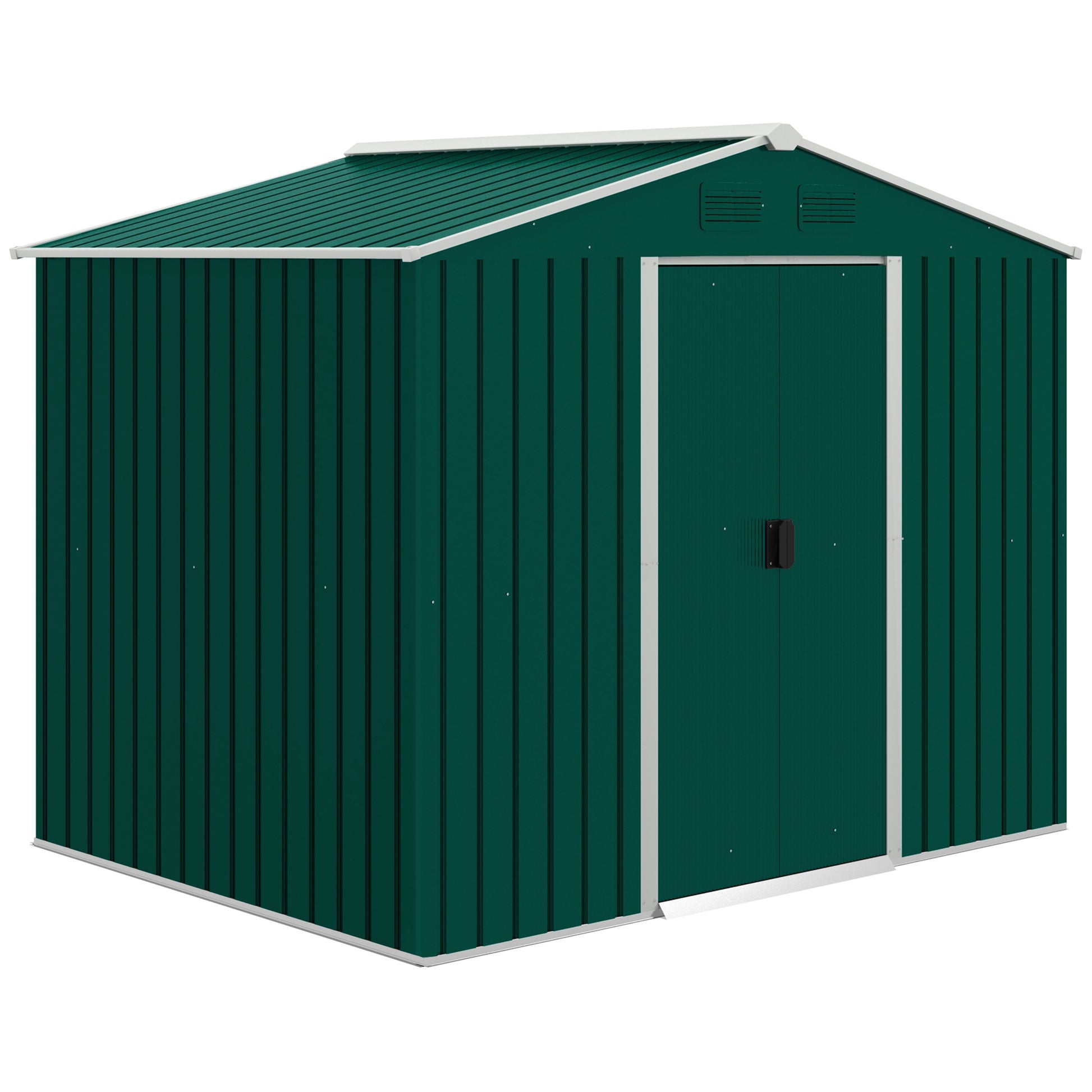 Outsunny Caseta de Jardín Exterior 3,6 m² 236x174x190 cm Cobertizo de Jardín Exterior con 2 Puertas Correderas Techo Inclinado y 4 Ventanas para Patio Terraza Verde