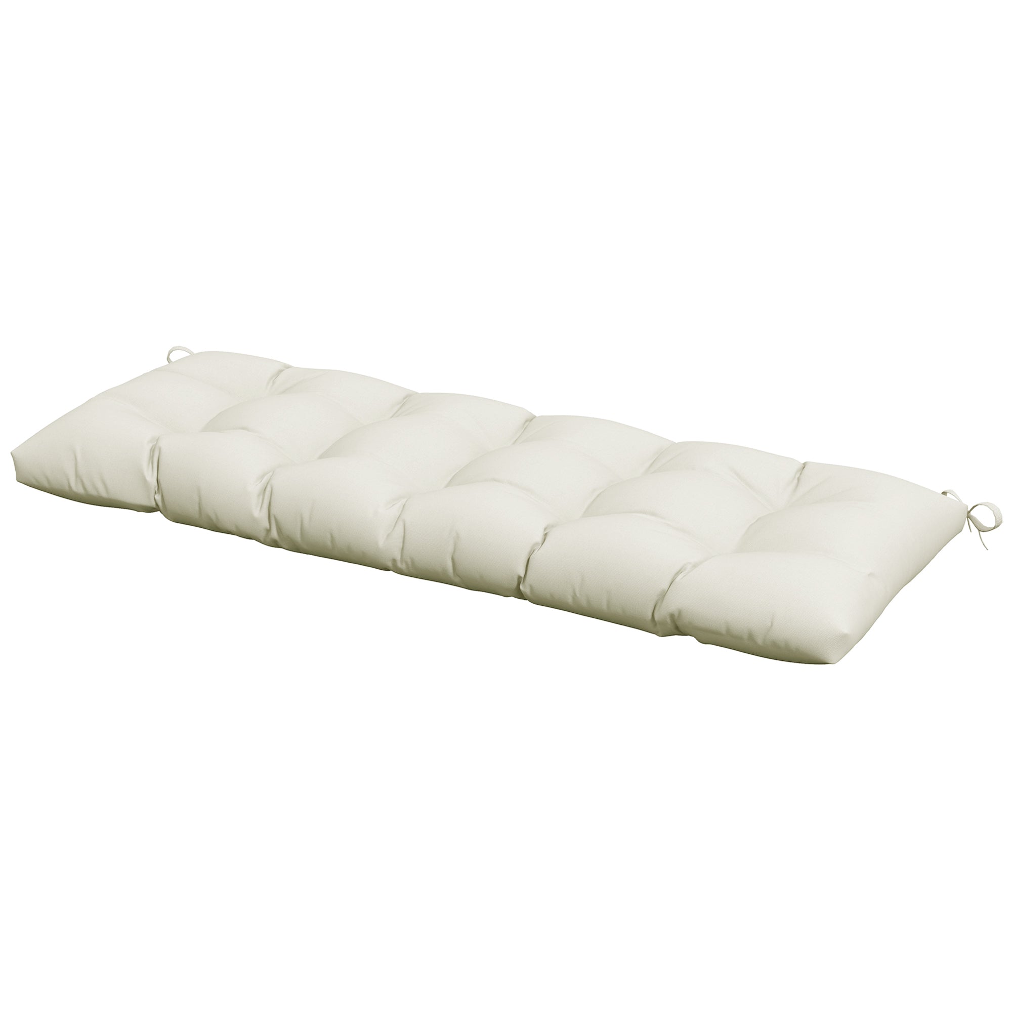 Outsunny Cojín para Banco 128x48x8 cm Colchón de Banco de Jardín con 2 Cordones de Fijación Impermeable y Protección UV 50+ para Columpio de Jardín Terraza Crema