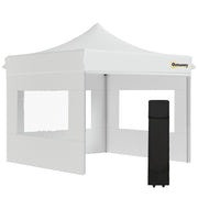 Outsunny Carpa Plegable 3x3 m con Altura Ajustable Cenador de Jardín con 4 Paredes Extraíbles de Tela Oxford 4 Ventanas y Bolsa de Transporte Impermeable Gazebo para Exterior Terraza Camping Blanco