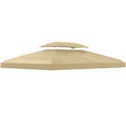Outsunny Techo de Repuesto para Cenador 4x3 m Cubierta de Repuesto con Techo Doble 10 Orificios de Drenaje y Protección UV Toldo de Recambio para Pabellón Gazebo Crema