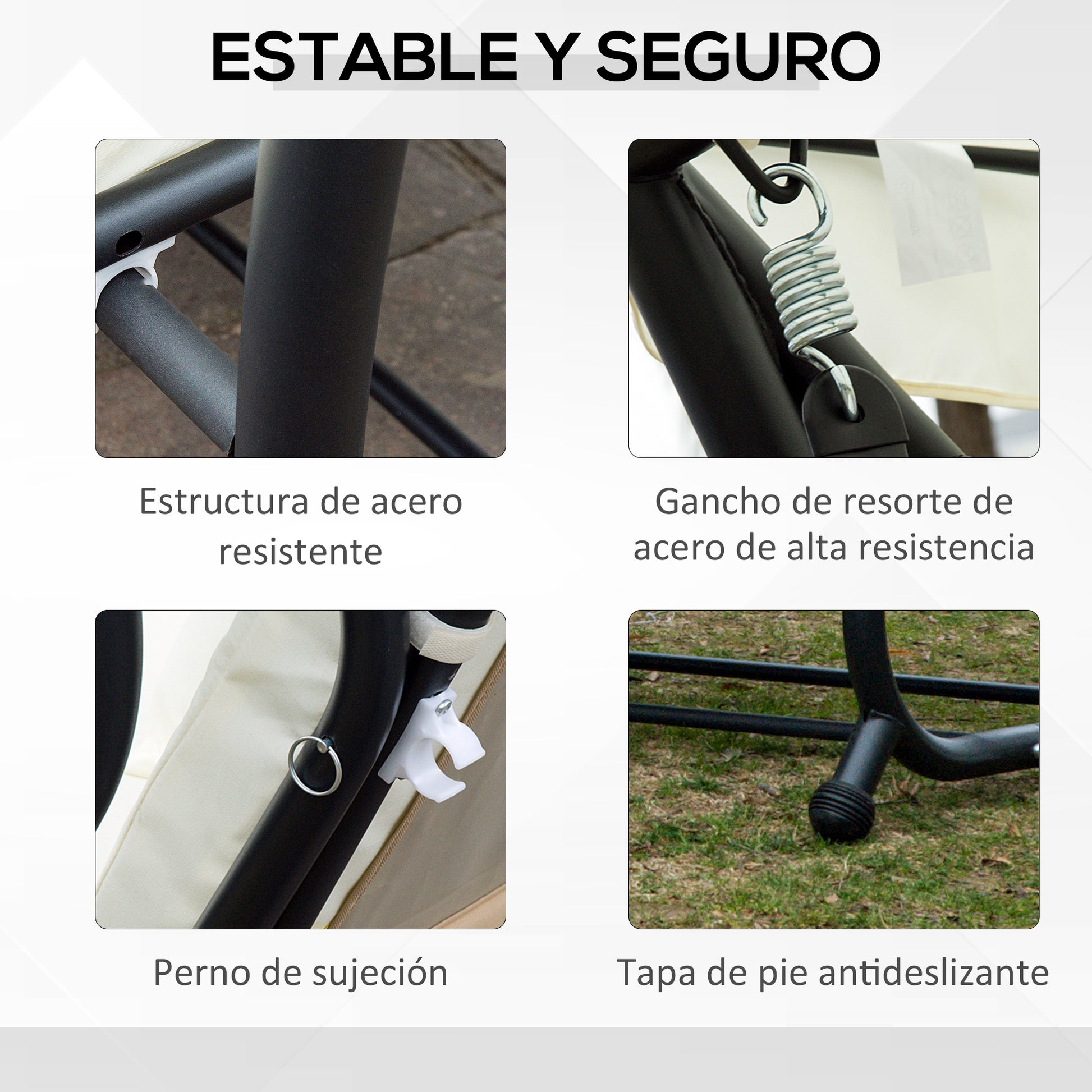 Outsunny Columpio Balancín Jardín 3 Plazas Convertible en Cama Techo Parasol Regulable Bandeja para Bebida Terrza Balcón Exterior Carga máx. 340kg Acero 200x120x164cm Beige