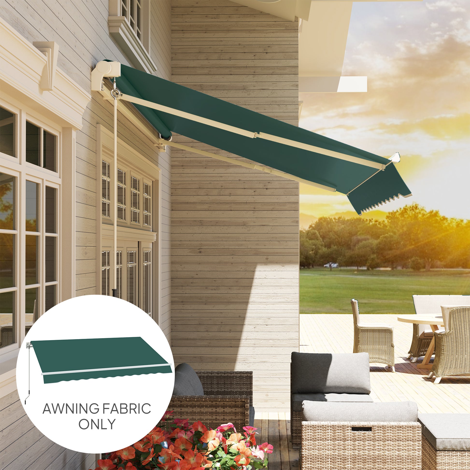 Outsunny Techo de Repuesto para Toldo 282x250 cm, Lona para Toldo con Protección UV 50+, Impermeable, Tela de Repuesto para Patio, Terraza, Jardín, Balcón, Verde
