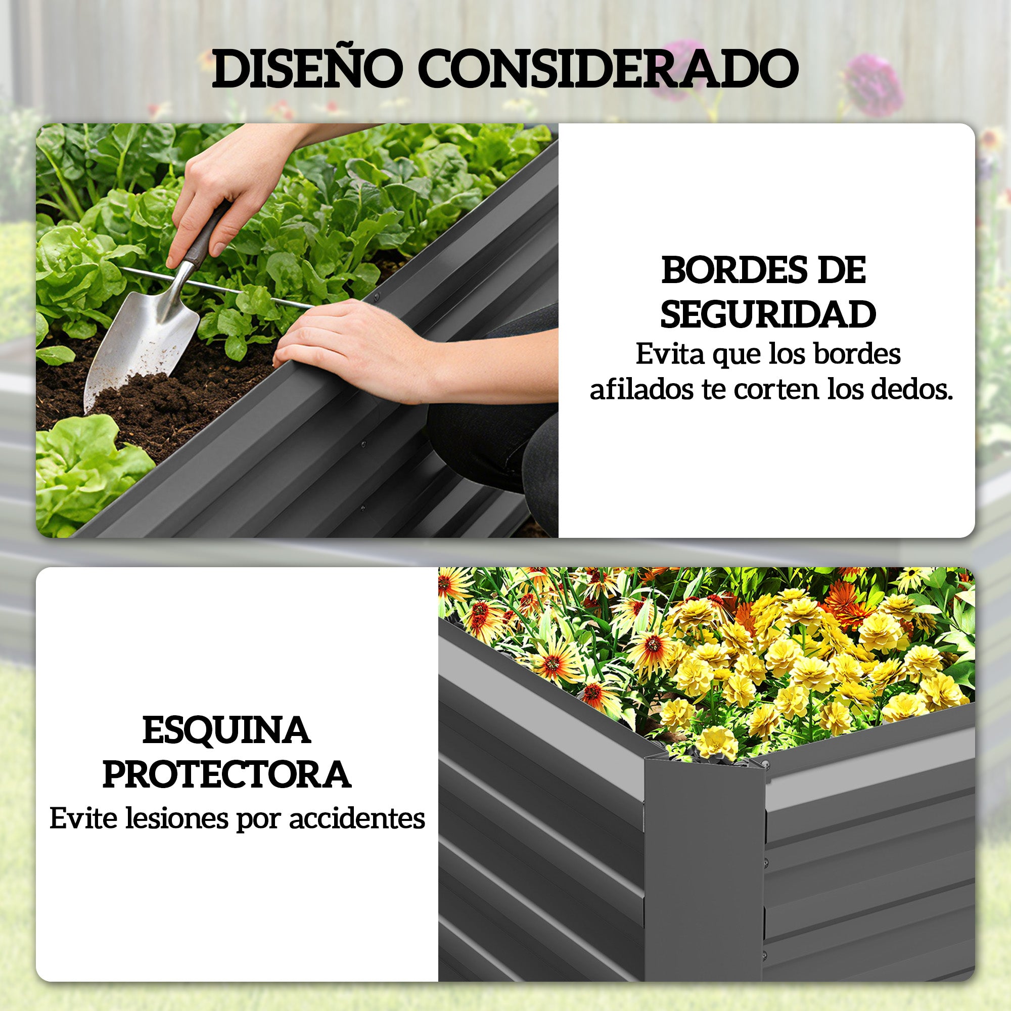 Outsunny Jardinera Exterior Grande Rectangular de Acero Galvanizado, Huerto Urbano para Cultivar Plantas, Macetero Grande Exterior con Base Abierta, Resistente a la Intemperie, 180x90x57,5 cm, Gris