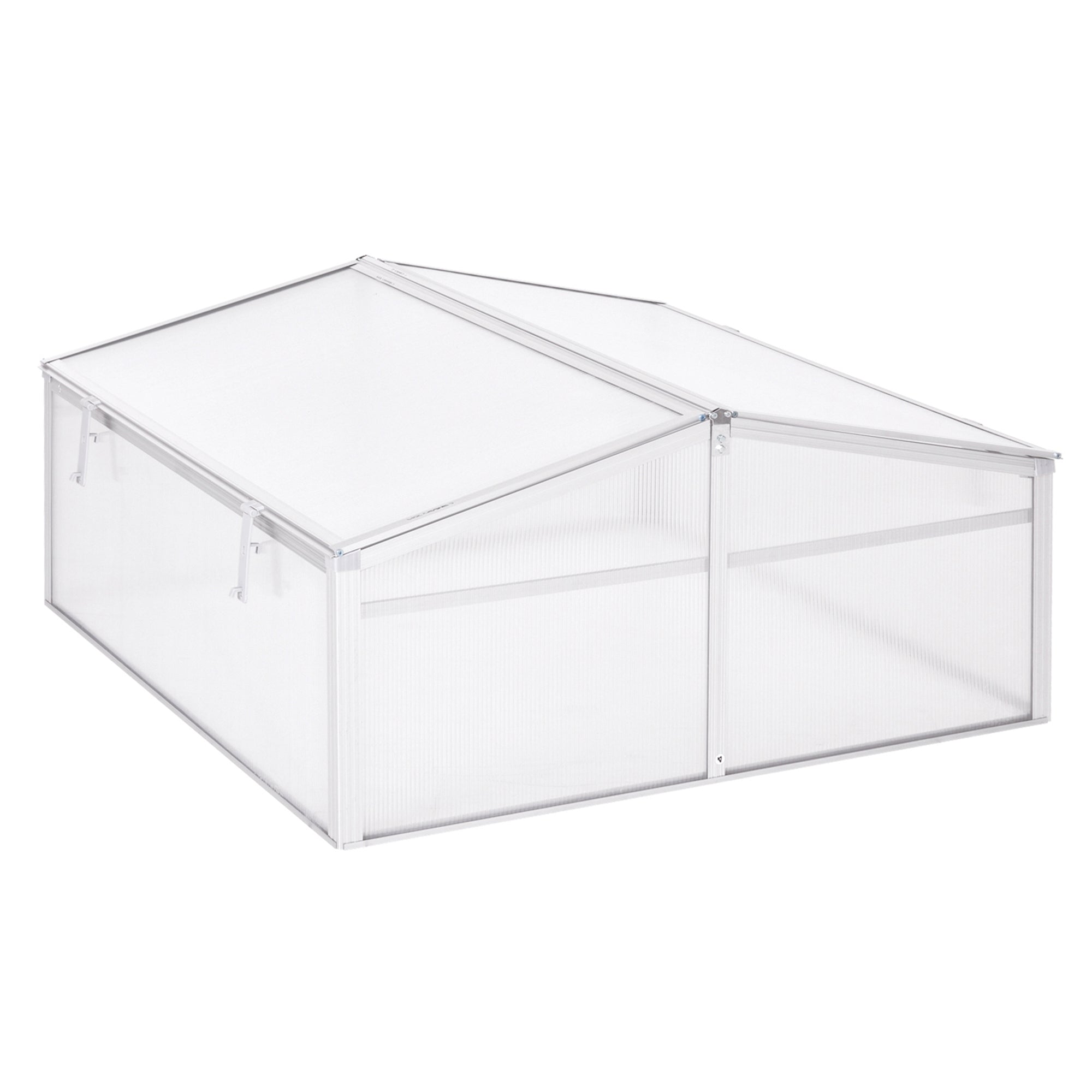 Outsunny Invernadero de Jardín 100x100x48 cm Aluminio Policarbonato Transparente Vivero Casero para Plantas Cultivos Protección UV y Resistente