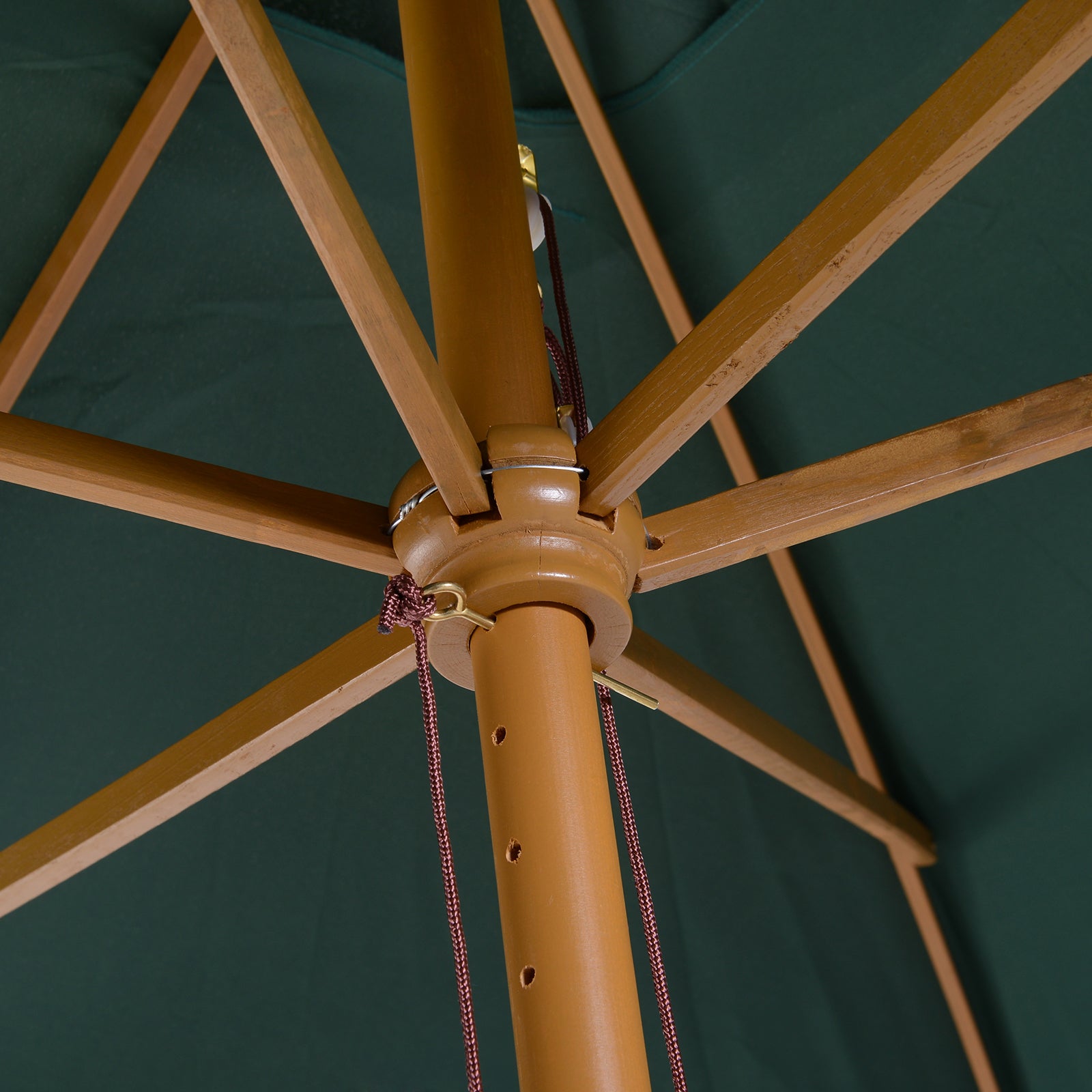 Outsunny Sombrilla Parasol 295x200x255 cm para Jardín Terraza con Mástil de Madera y Toldo de Poliéster 180g/m² Color Verde Oscuro