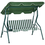 Outsunny Columpio de Jardín de 2-3 Plazas Balancín de Exterior con Toldo Ajustable en Ángulo Impermeable y Marco de Acero para Patio Balcón 170x110x153 cm Verde
