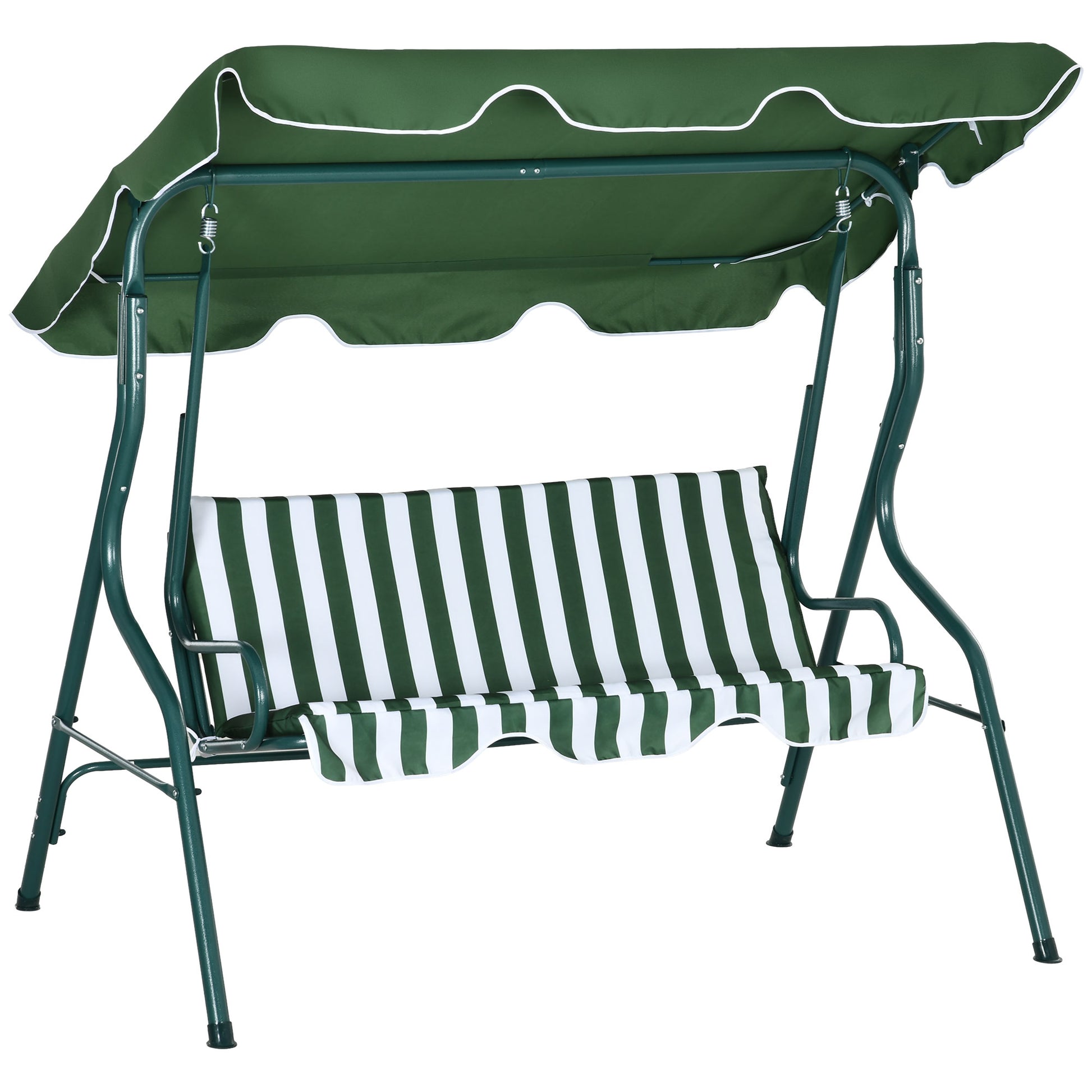 Outsunny Columpio de Jardín de 2-3 Plazas Balancín de Exterior con Toldo Ajustable en Ángulo Impermeable y Marco de Acero para Patio Balcón 170x110x153 cm Verde
