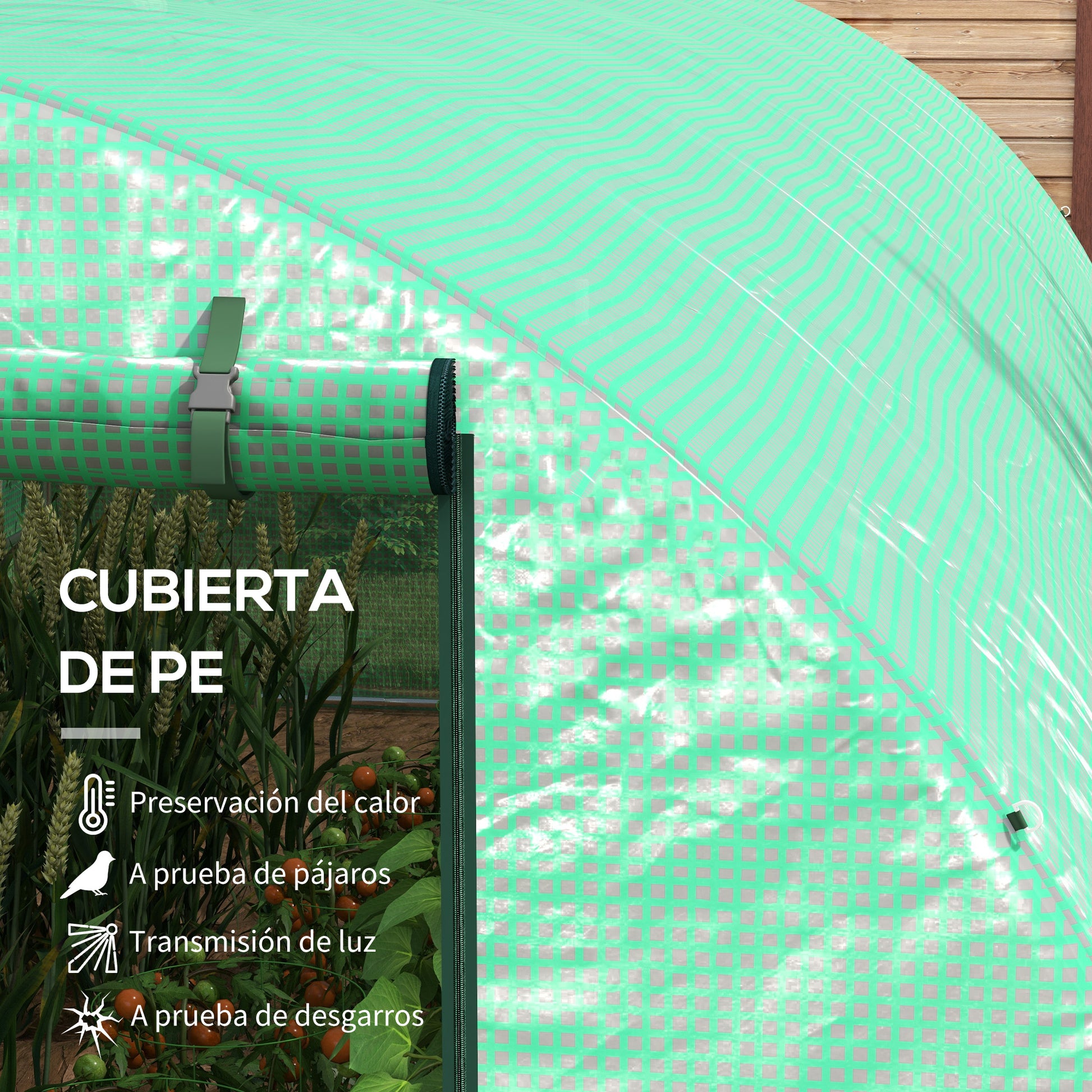 Outsunny Invernadero de Exterior 6x3x2 m, Invernadero de Túnel con Sistema de Riego, Puerta Enrollable, 12 Ventanas de Malla, Cubierta PE y Marco de Acero Galvanizado, Anti-UV, Impermeable, Verde