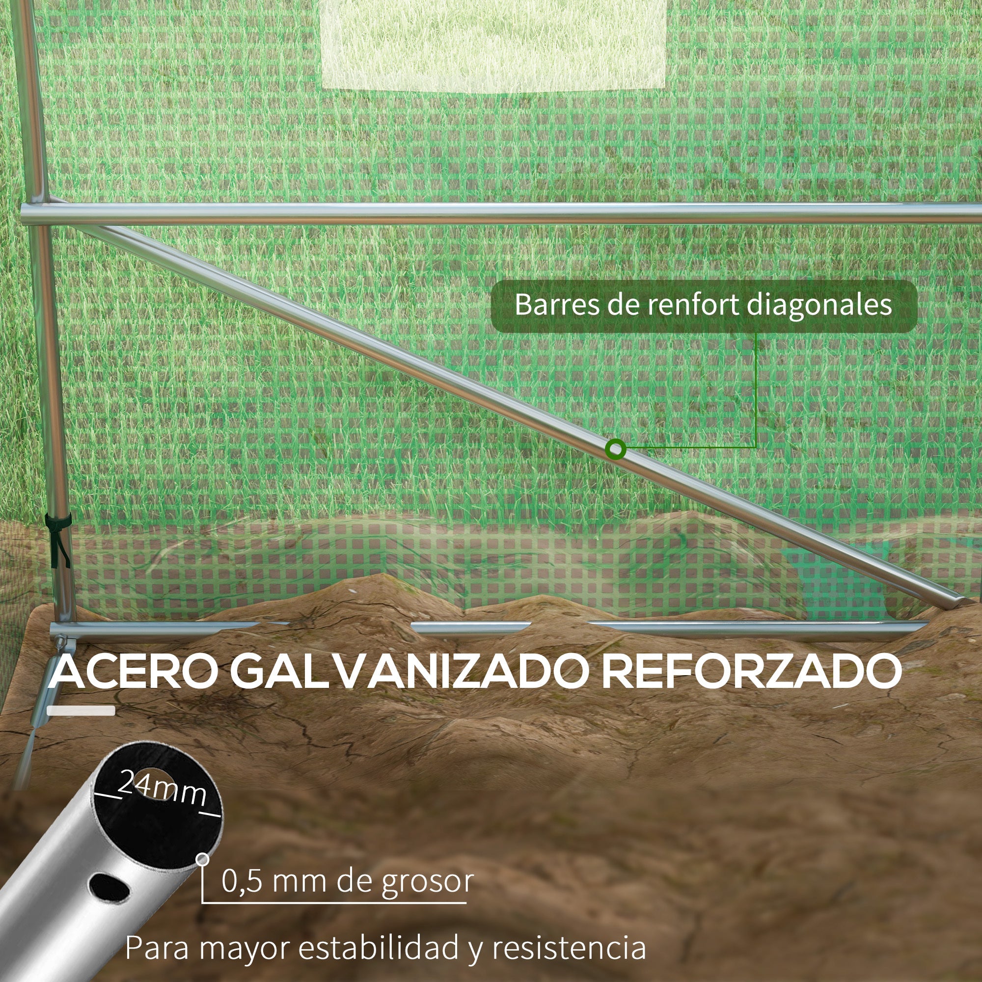 Outsunny Invernadero de Exterior 6x3x2 m, Invernadero de Túnel con Sistema de Riego, Puerta Enrollable, 12 Ventanas de Malla, Cubierta PE y Marco de Acero Galvanizado, Anti-UV, Impermeable, Verde