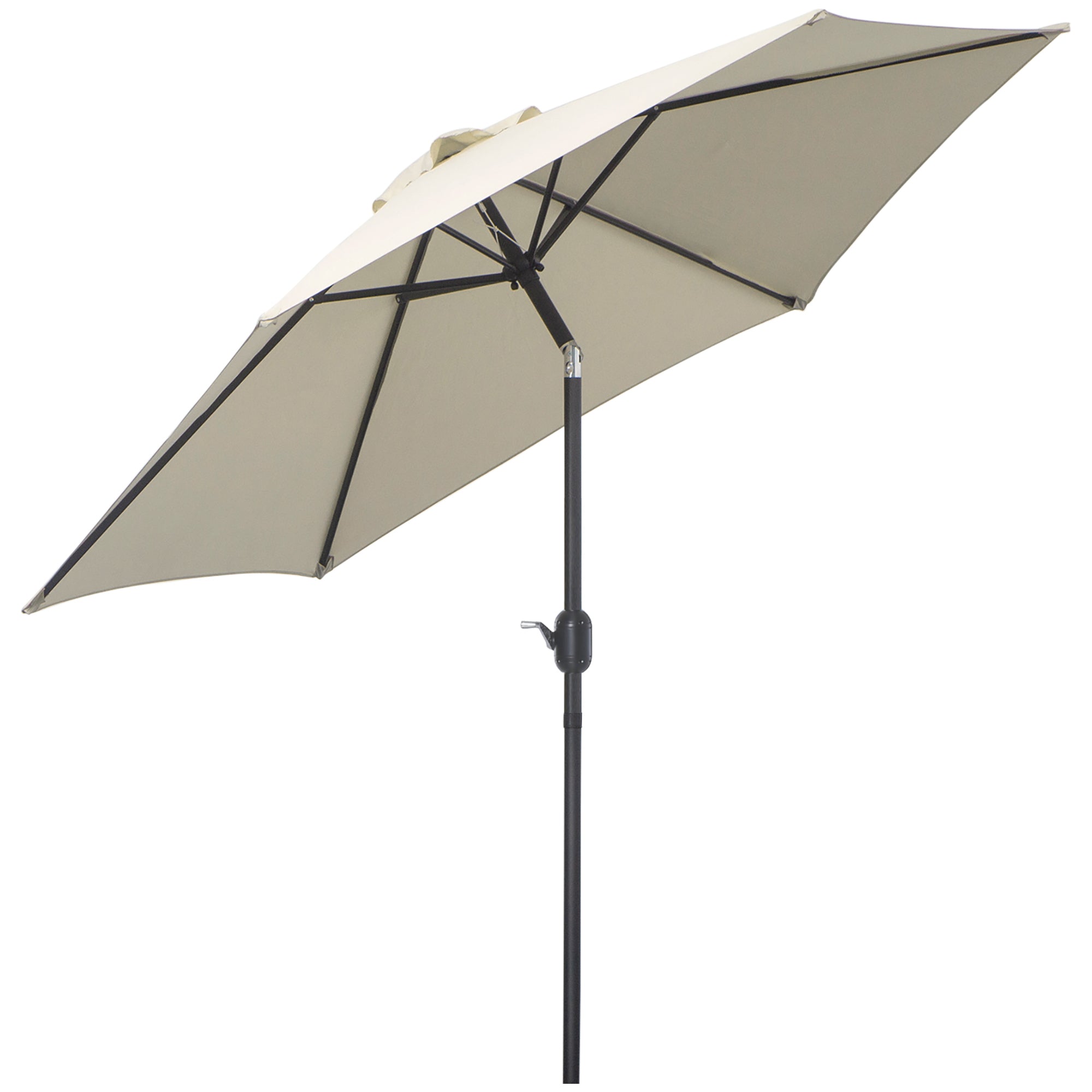 Outsunny Sombrilla para Jardín de Aluminio Ø260x235 cm Parasol de Jardín Reclinable con Manivela y 6 Varillas de Metal para Terraza Exterior Balcón Crema