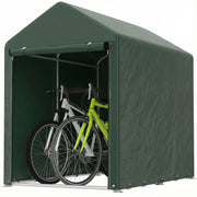 Outsunny Carpa de Jardín Exterior para Herramientas Bicicletas 1,2x1,8x1,65 m, Cobertizo Exterior con 2 Habitaciones, Puerta Enrollable con Cremallera, Impermeable Anti-UV, Garaje Portátil, Verde