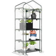 Outsunny Invernadero de Jardín con 4 Estantes Metálicos Tipo Caseta de Tubo Acero Vivero Casero para Cultivo de Plantas Flores Macetas 70x50x160 cm Transparente