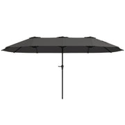 Outsunny Sombrilla Doble 4x2,2 m Sombrilla Terraza Exterior con Manivela Manual Impermeable y Protección UV30+ Parasol Grande para Terraza Playa Piscina Gris Oscuro