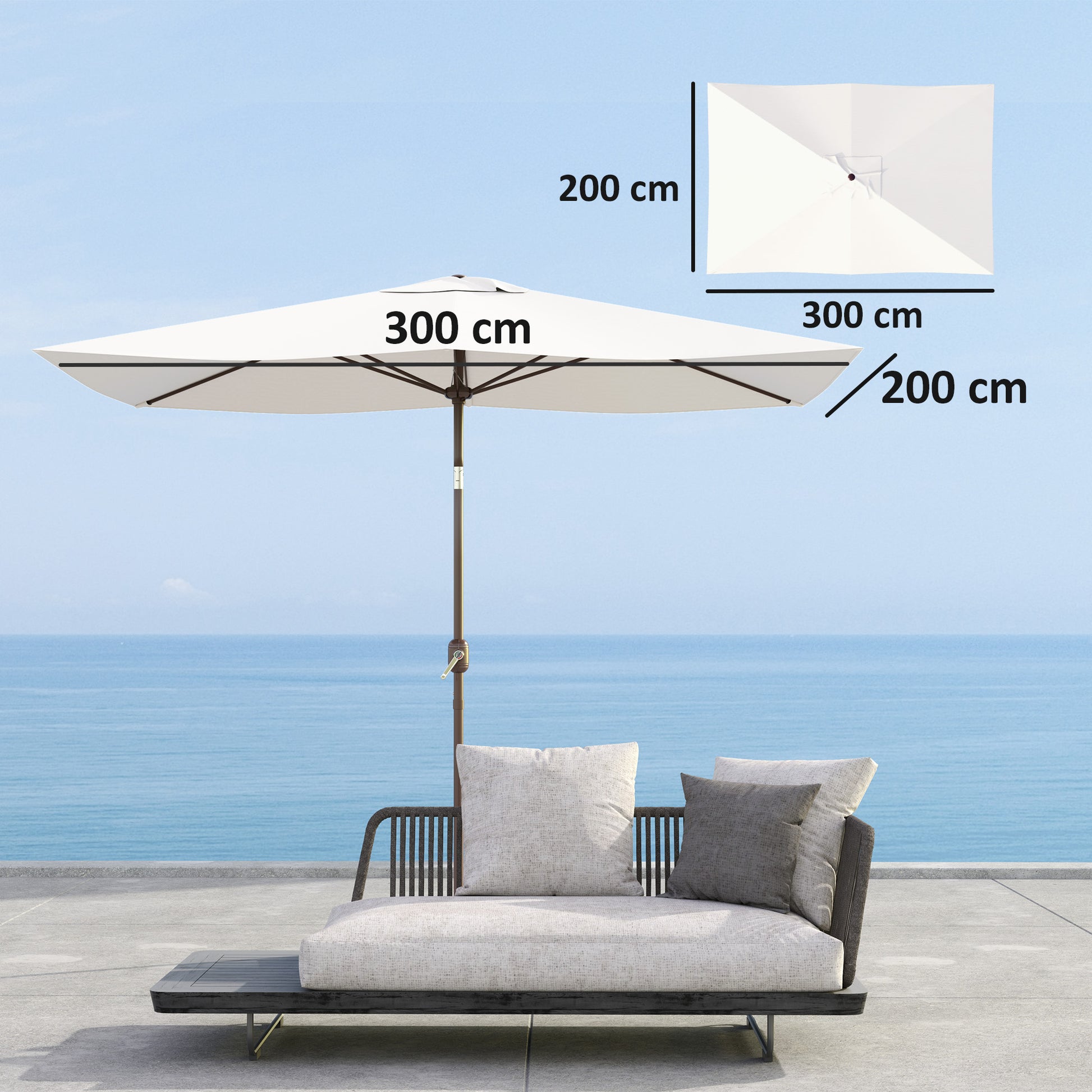 Outsunny Toldo de Recambio de Sombrilla de 3x2 m Toldo de Repuesto para Sombrilla de Patio con Ventilación Superior Protección UV 50+ Cubierta de Repuesto para Parasol para Exteriores Beige
